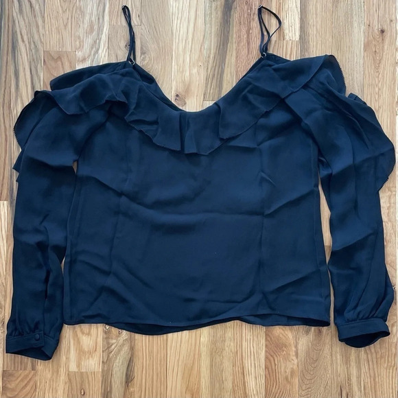 Paige Black Arabeth Cold Off Shoulder Silk Blouse Size S - Picture 4 of 4
